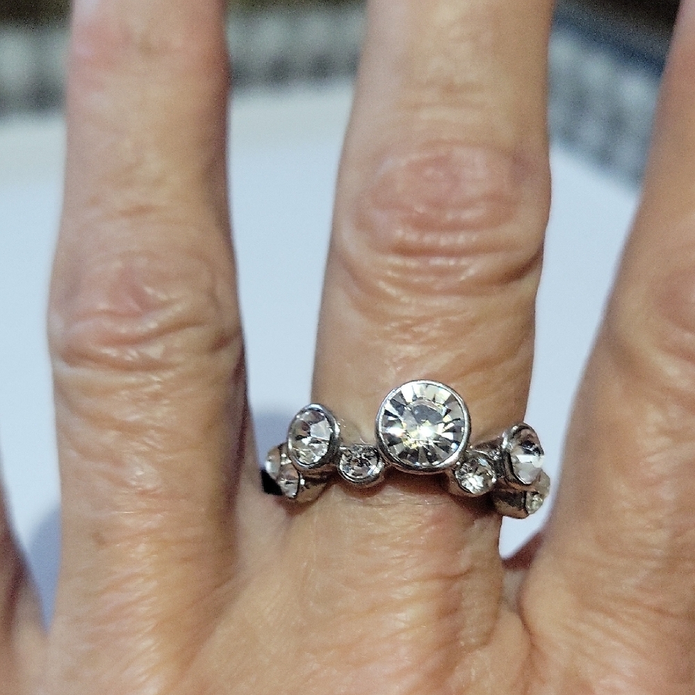 Silver Plated Crystal Ring